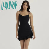 Lunivop High Quality Women Chiffon Dress Mini Sexy Party Ruffle Elegant Sleeveless Vestidos